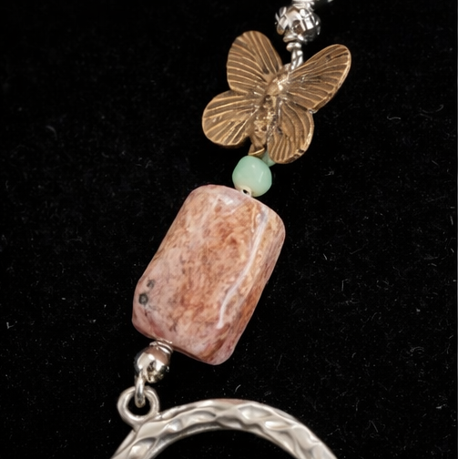 Sacred Wanderer Charm Necklace – Tiger Eye Talisman & Artisan Bead Medley