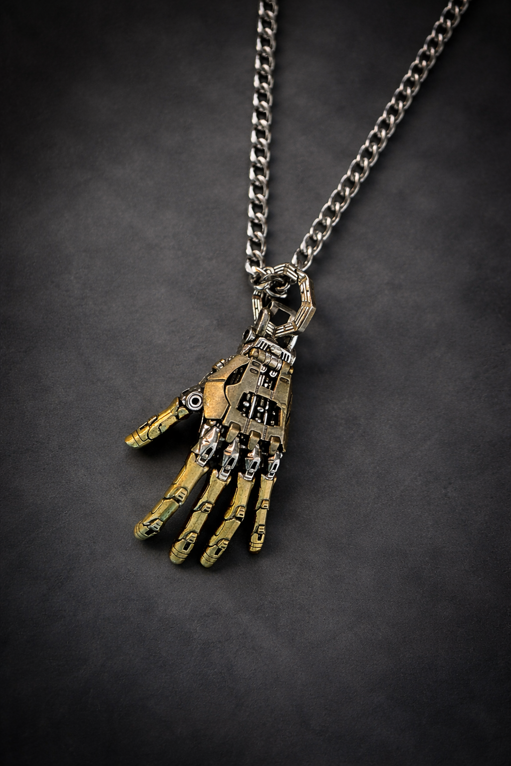 Metal Hand Accessory Mechanical Hand Necklace with Articulated Fingers | Edgy Statement ...