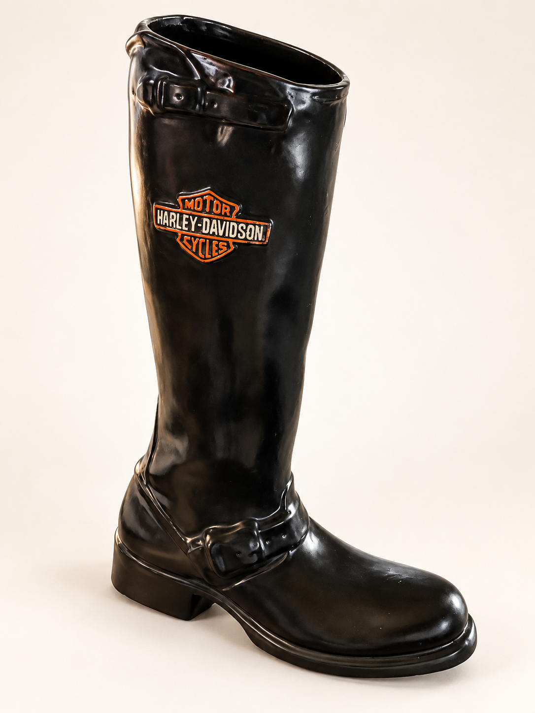 Harley-Davidson Black Ceramic Boot Vase | 18”