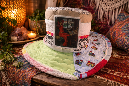 Dorothy Jean Reversible Boho Hat – “Miranda Muse” Wearable Art Patchwork Hat