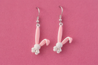 Sweet Pink Bunny Dangle Earrings – Cute Crystal Rabbit Earrings for Girls