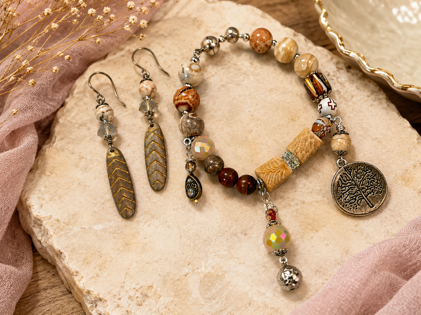 Woodland Wanderer Jasper Bracelet & Earring Set
