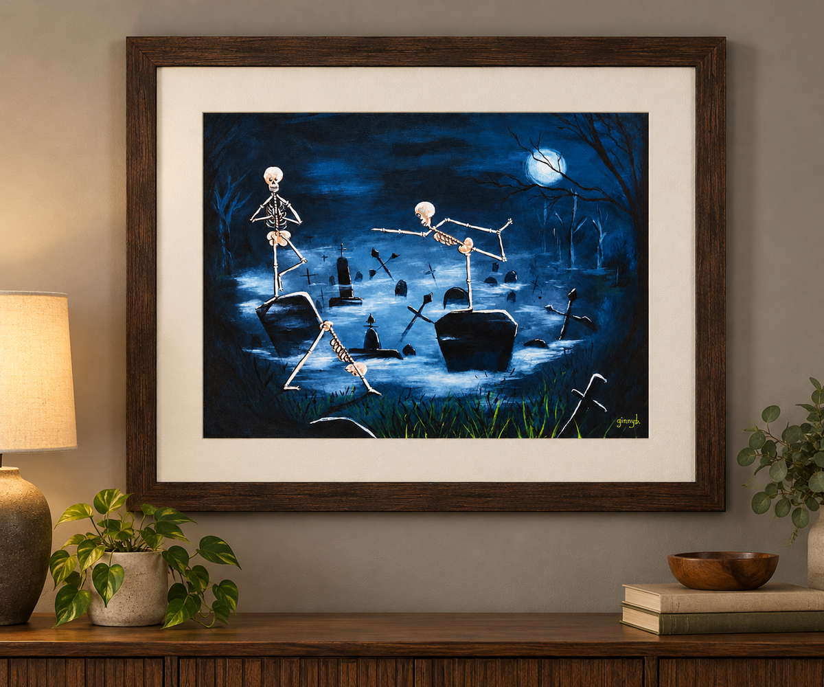 Rest in Poses Skeleton Yoga Art Print 16x20 | Fabulous Firefly