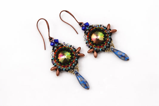 Midnight Spark Rivoli Dagger Drop Earrings