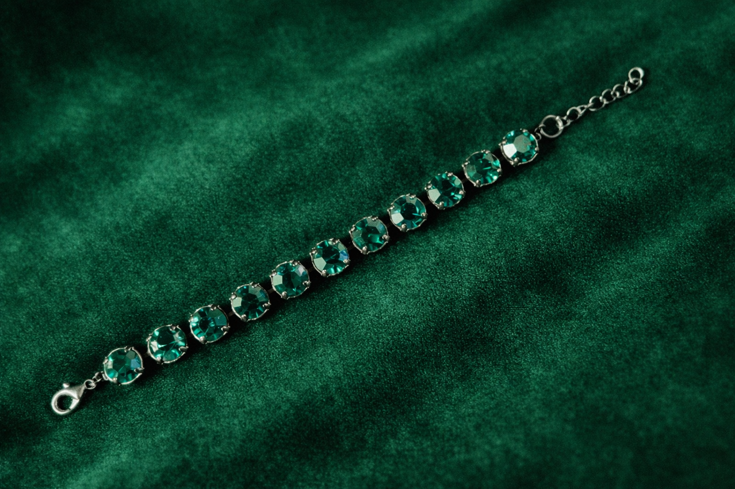 Emerald Green Austrian Crystal Tennis Bracelet – 10mm Premium Crystals, Adjustable 7.5–8 Inch