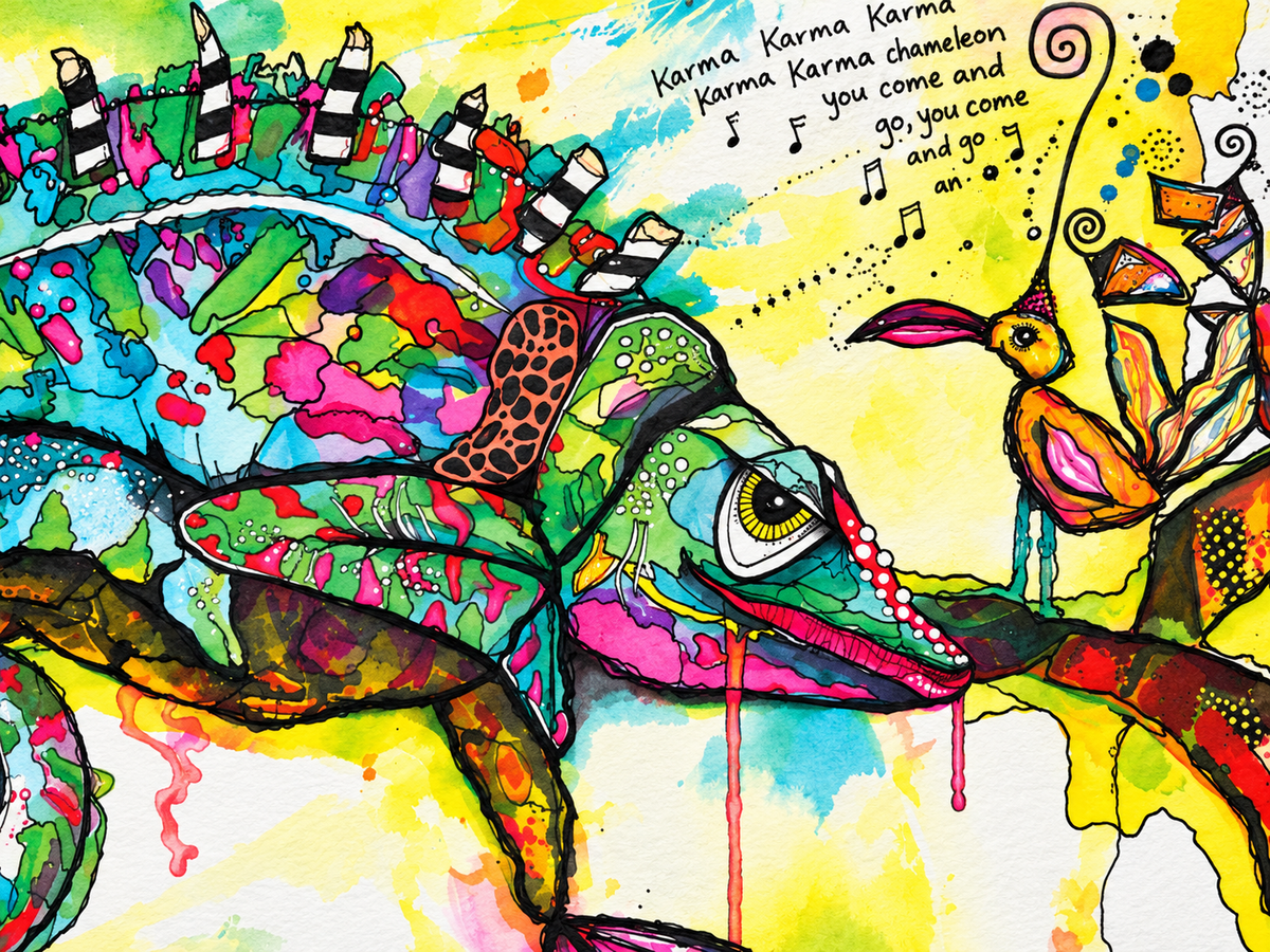 Karma Karma Karma Chameleon – Colorful Art Print