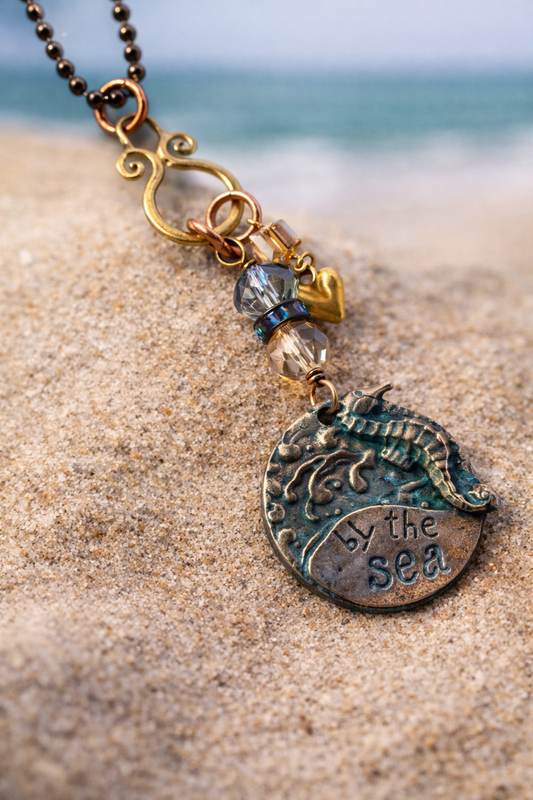 Make Waves — Seahorse Charm Pendant Necklace (32” Ball Chain)