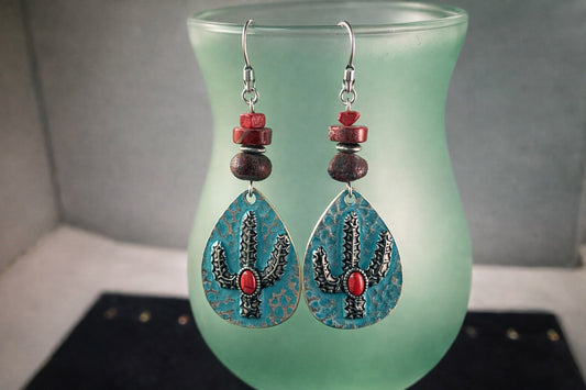 Desert Ember Hoop  – Southwestern Metal Earrings with Lava & Jasper