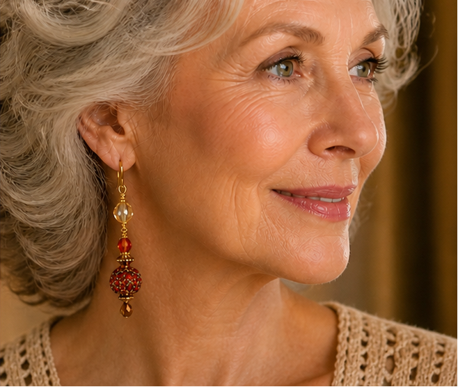 Austrian Crystal Pavé Ball Earrings – Wire Wrapped Dangle Earrings for Mom