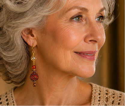 Austrian Crystal Pavé Ball Earrings – Wire Wrapped Dangle Earrings for Mom