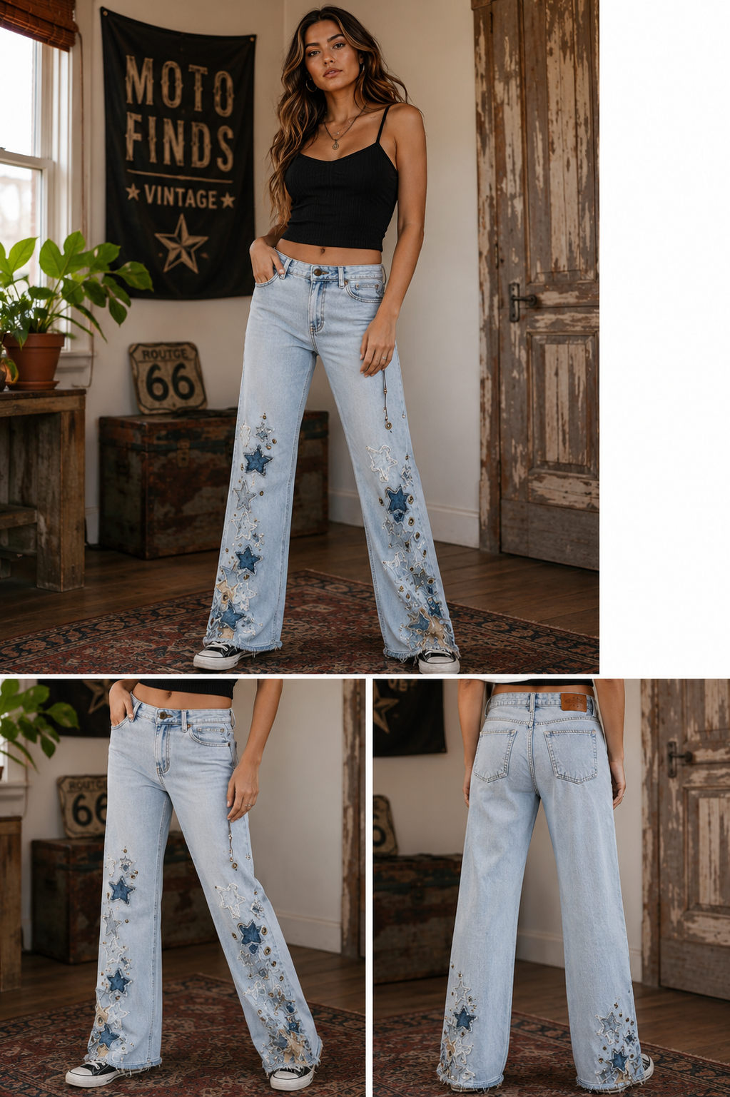 Vintage Levi’s Starlight Rebel Jeans | Distressed Star Patch Denim | Biker Blues Collection