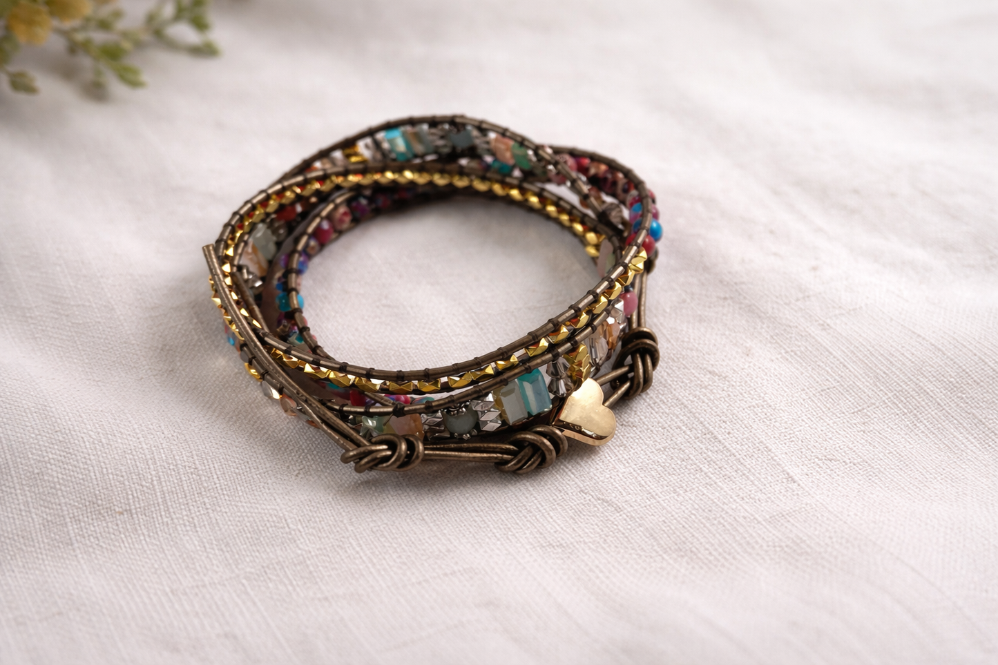 Festival Lights Artisan Beaded Wrap Bracelet - ADJUSTABLE UP TO 3"