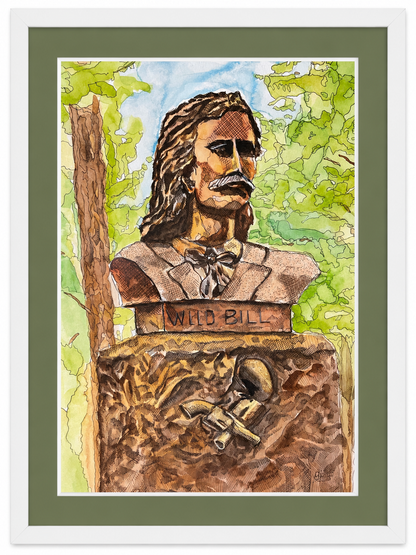 Wild Bill - Framed Watercolor & Ink Art v| 17" x 21" | Ready to hang