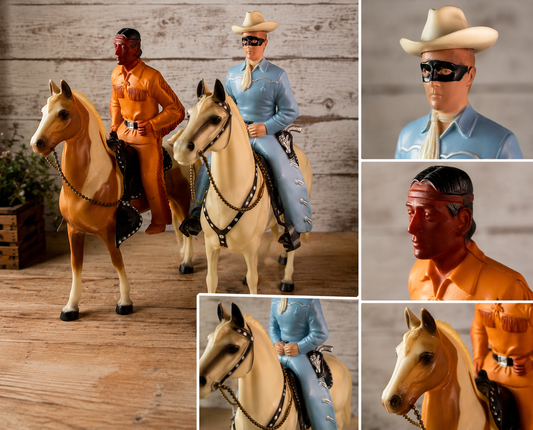 Vintage Lone Ranger & Tonto Horseback Figures | Retro Western Collectible Set