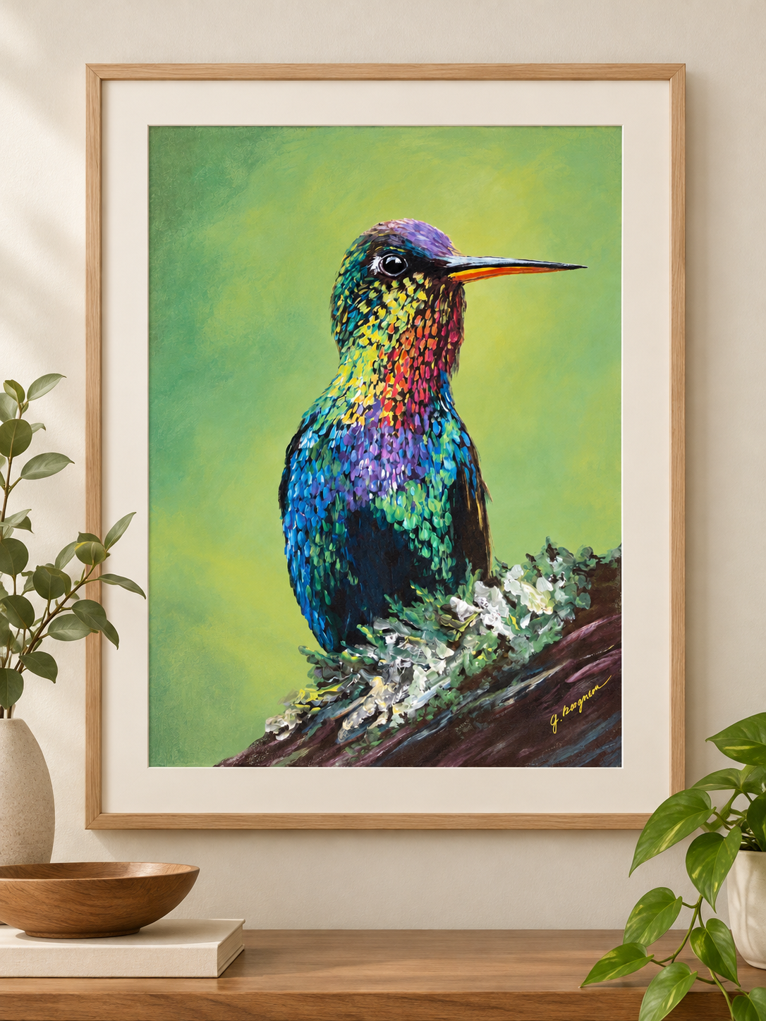 Prismatic Pause Hummingbird Art Print 11x14 | Fabulous Firefly