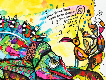 Karma Karma Karma Chameleon – Colorful Art Print