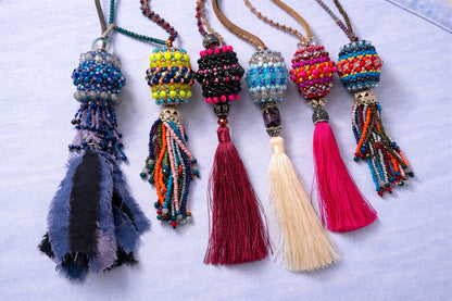 Artisan Beaded Tassel Necklace - Wear it your way