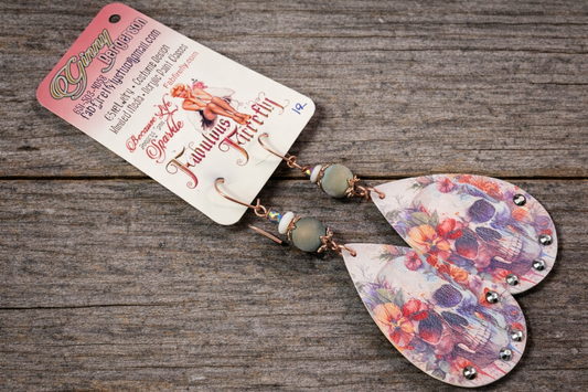 Lightweight Skull & Day of the Dead Teardrop Earrings – Crystal Halloween Statement Earrings