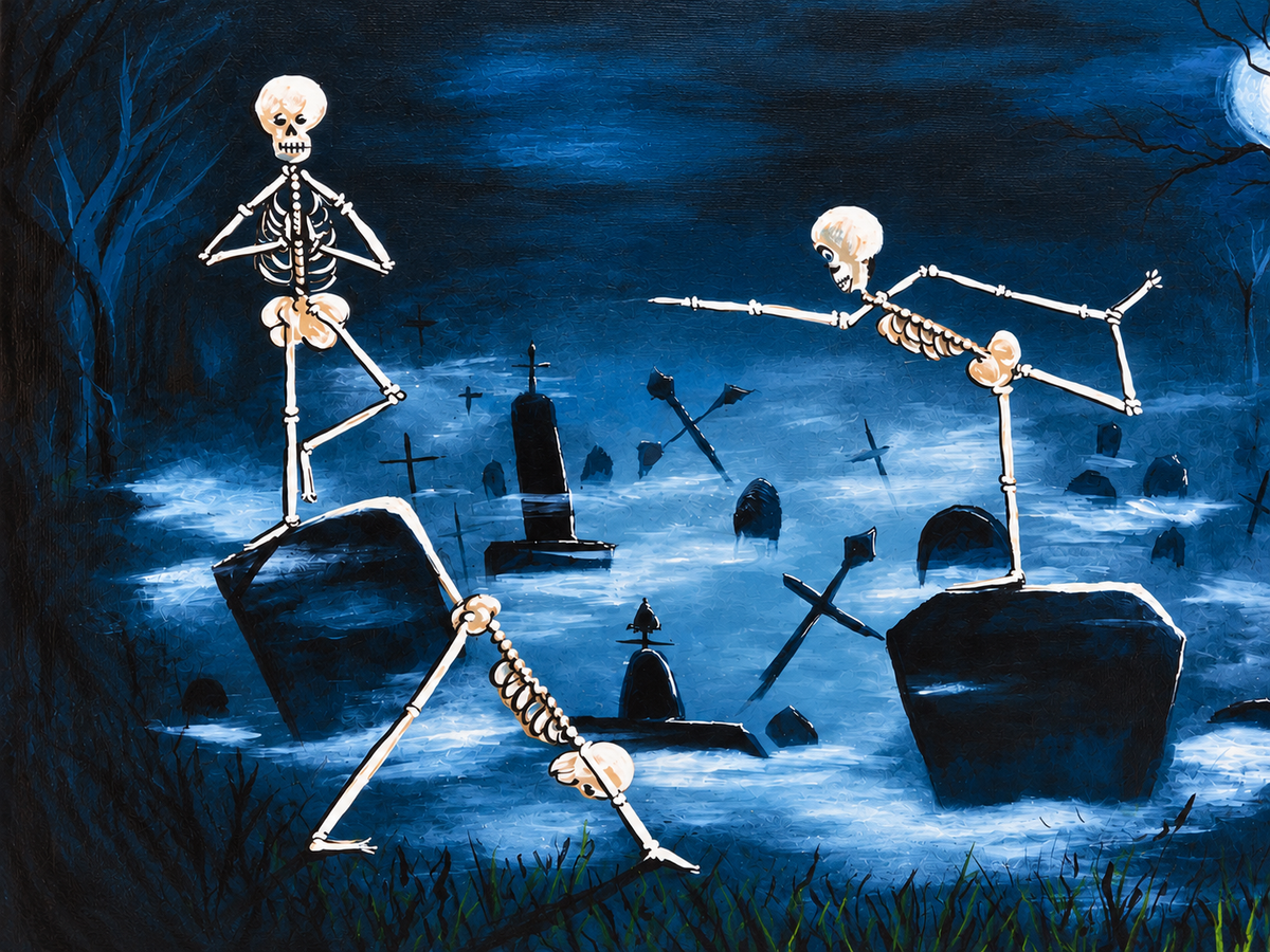 Rest in Poses Skeleton Yoga Art Print 16x20 | Fabulous Firefly