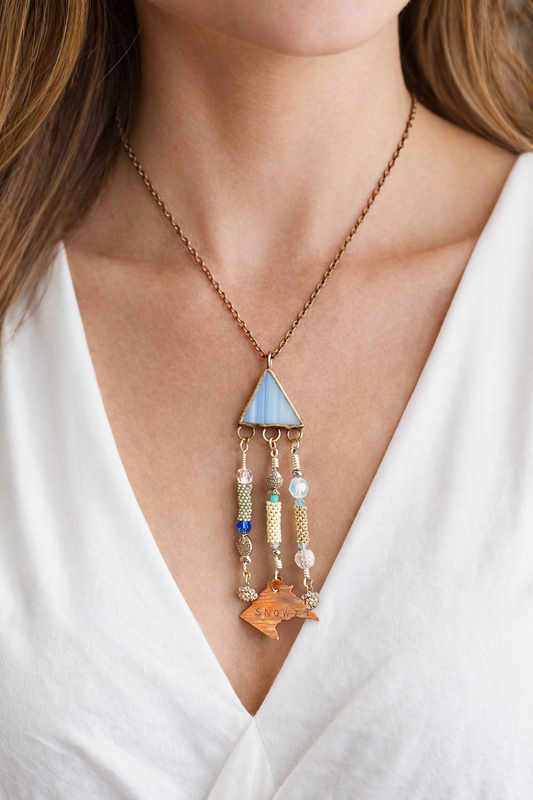 Snowfall Over Minnesota” Hand-Stamped Pendant Necklace