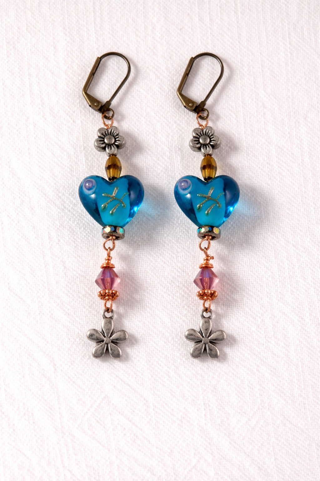 True Blue Heart Earrings