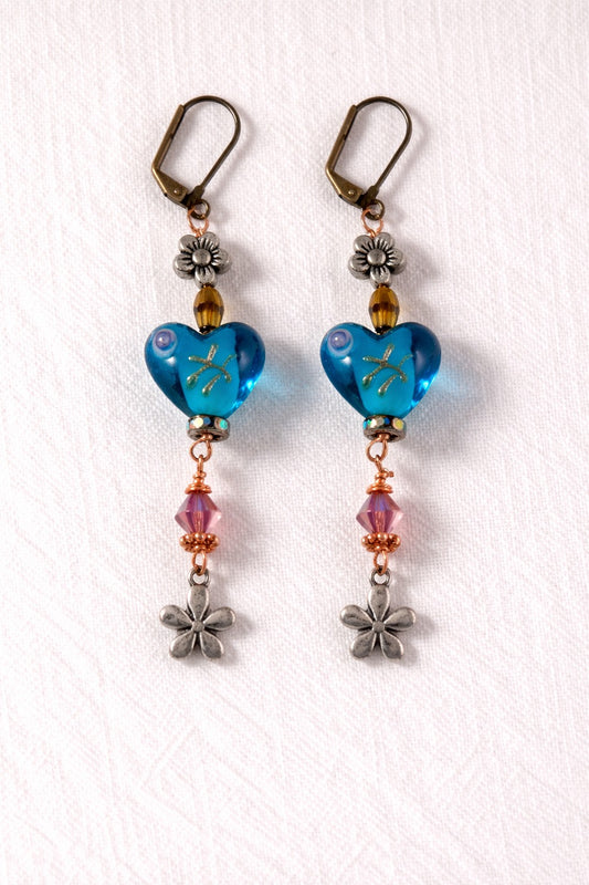 True Blue Heart Earrings