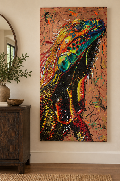 Iggy Original Mixed Media Painting 24 x 36 | Fabulous Firefly