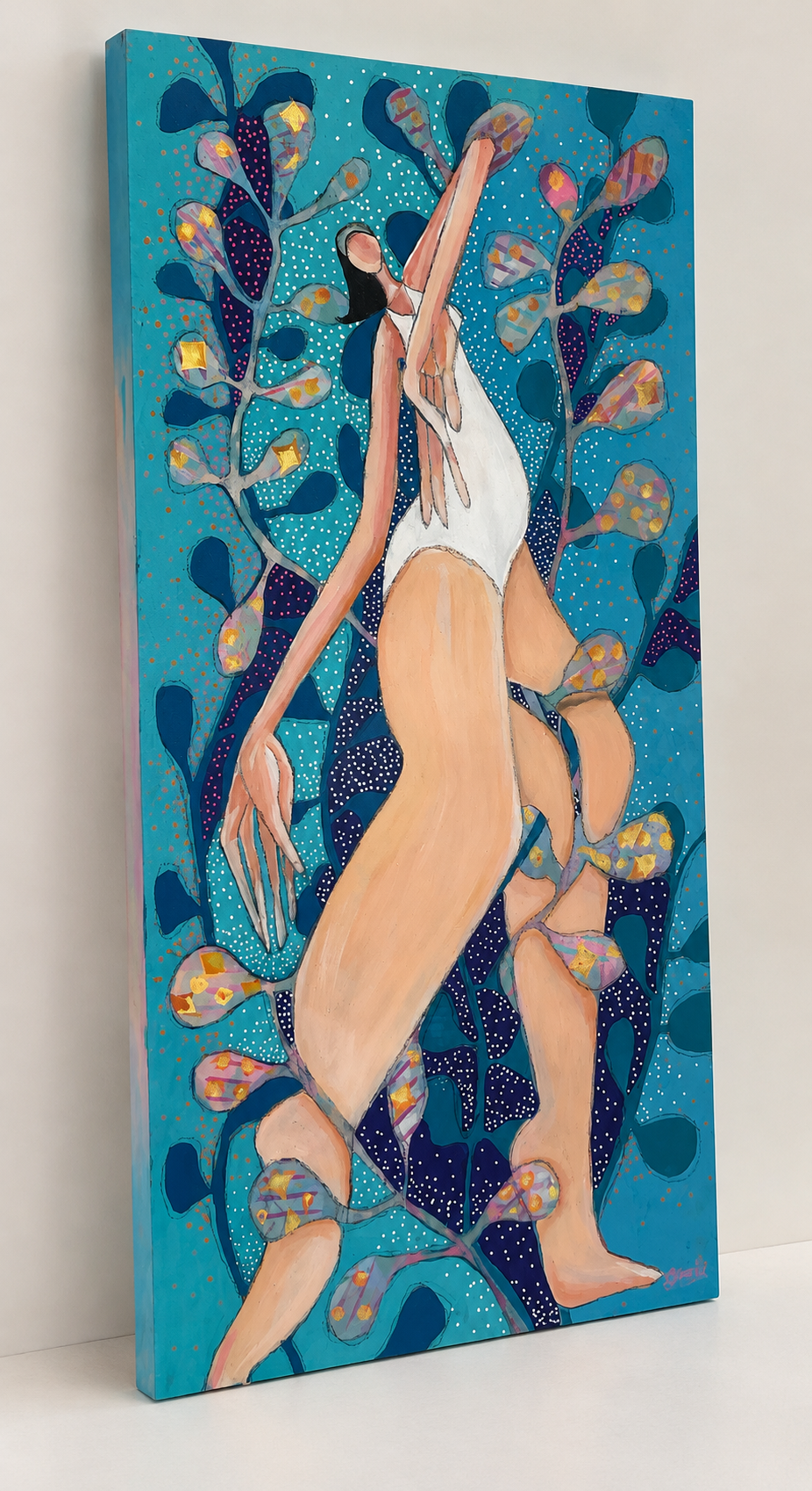 Unruly Girl Original Mixed Media Painting on Wood | 12 × 22