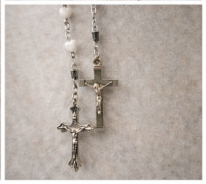 Desert Faith Layered Necklace Set – 4 Vintage Rosary & Southwestern Charm Necklaces with Turquoise, Hearts & Crosses