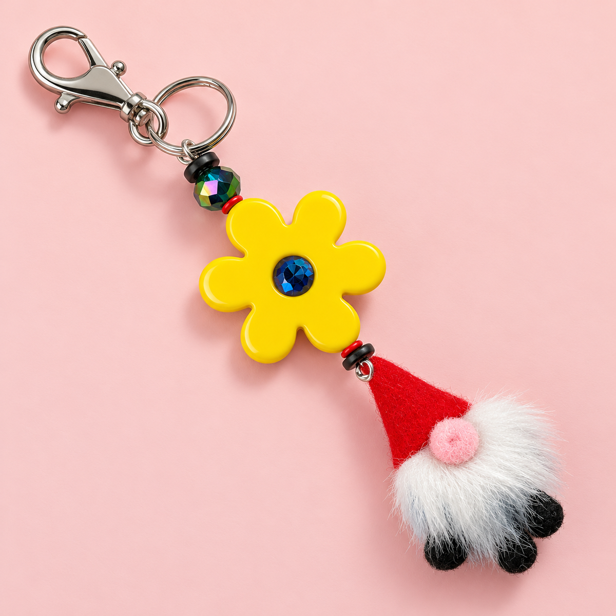 Gnome Sweet Gnome – Yellow Flower Purse Charm & Keychain