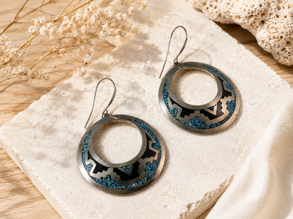 Desert Sky Legacy – Vintage Silpada Sterling Silver Turquoise Inlay Earrings