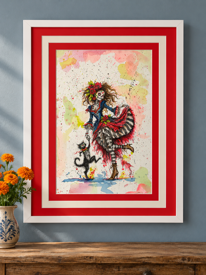 Original Day of the Dead Watercolor Paintings – Framed 17 x21.5"