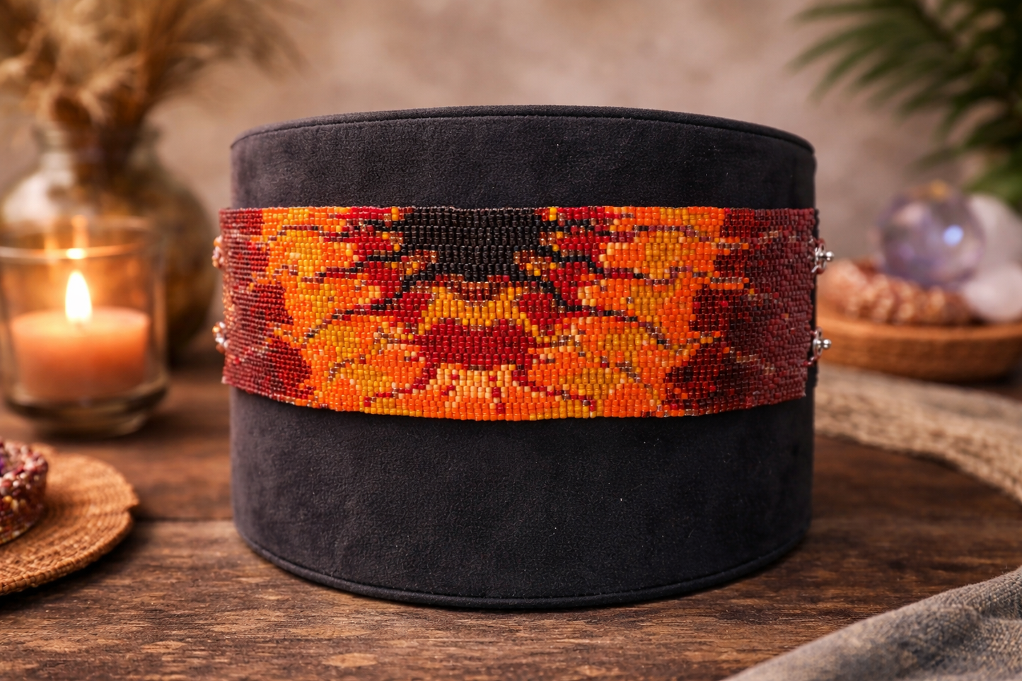 Firestorm Luxe Beaded Cuff – Handwoven Statement Bracelet”