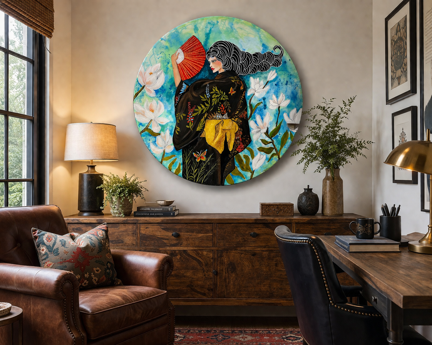The Grace of Quiet Power – Acrylic Painting with Resin Finish on 24” Round Wood Panel