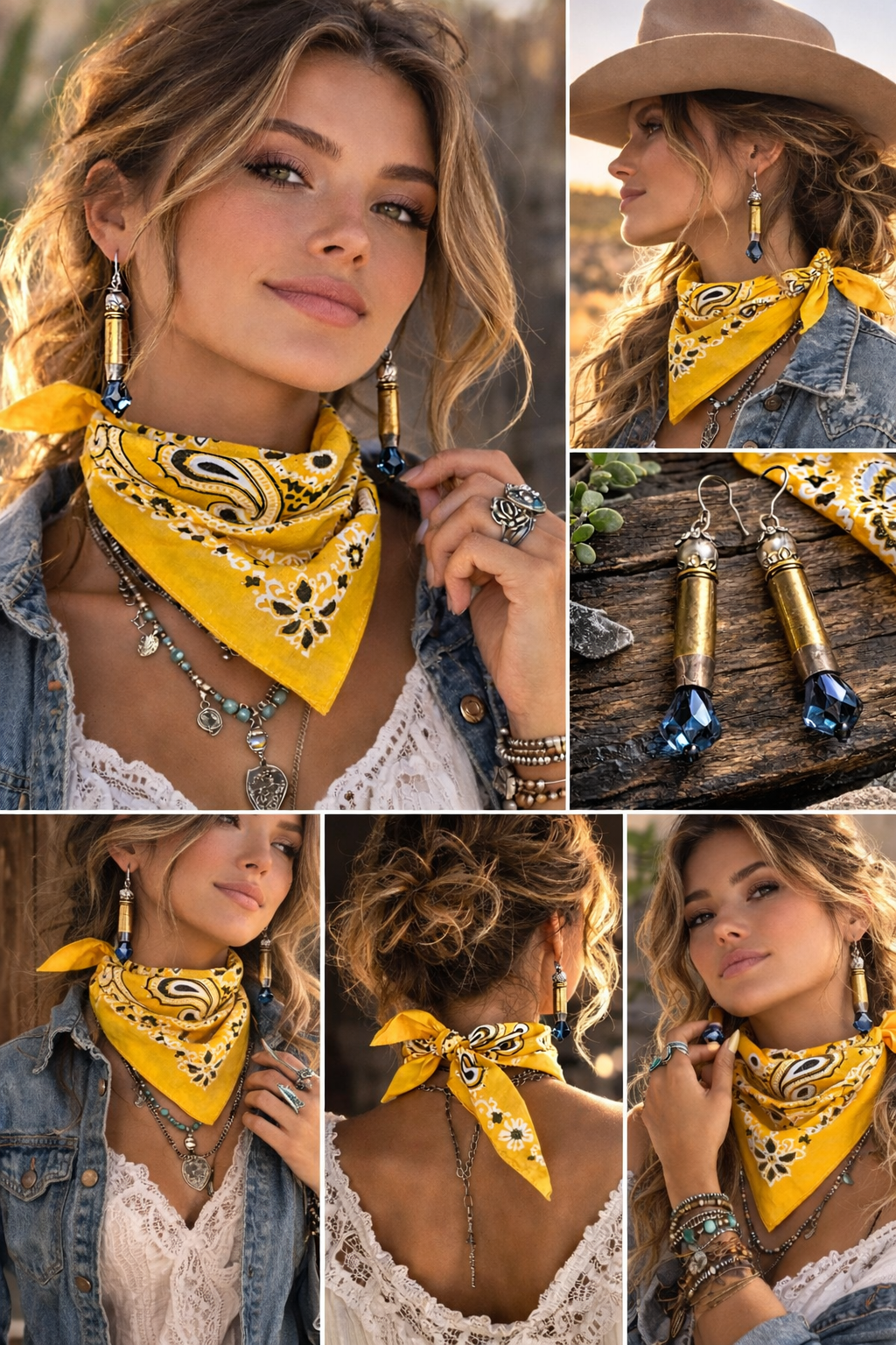 Hand-Bleached Bandana Scarf – 20” Square Western Boho Head Scarf - assorted colors