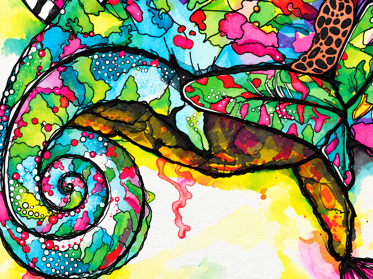 Karma Karma Karma Chameleon – Colorful Art Print