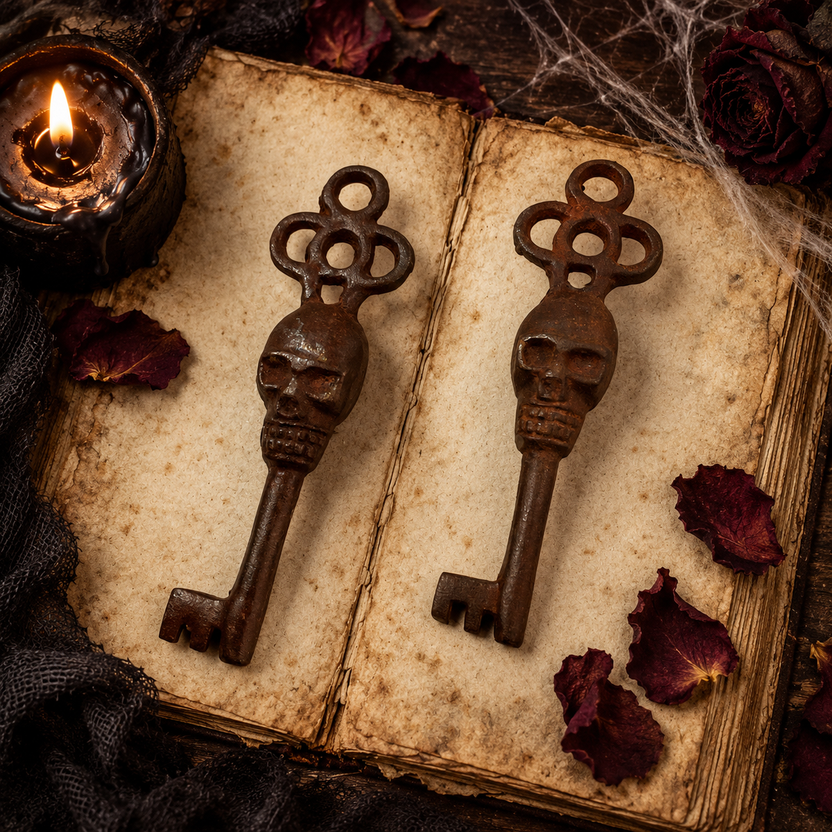 Rustic Skull Skeleton Key – 3½-Inch Halloween Décor
