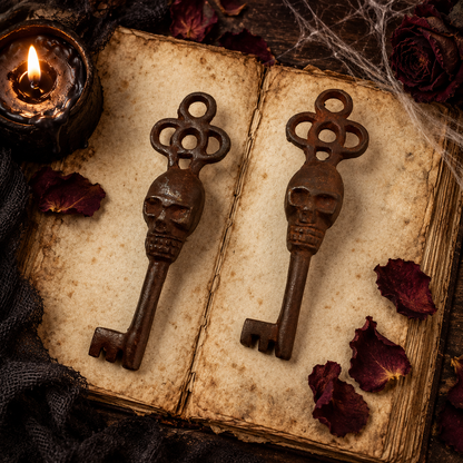Rustic Skull Skeleton Key – 3½-Inch Halloween Décor