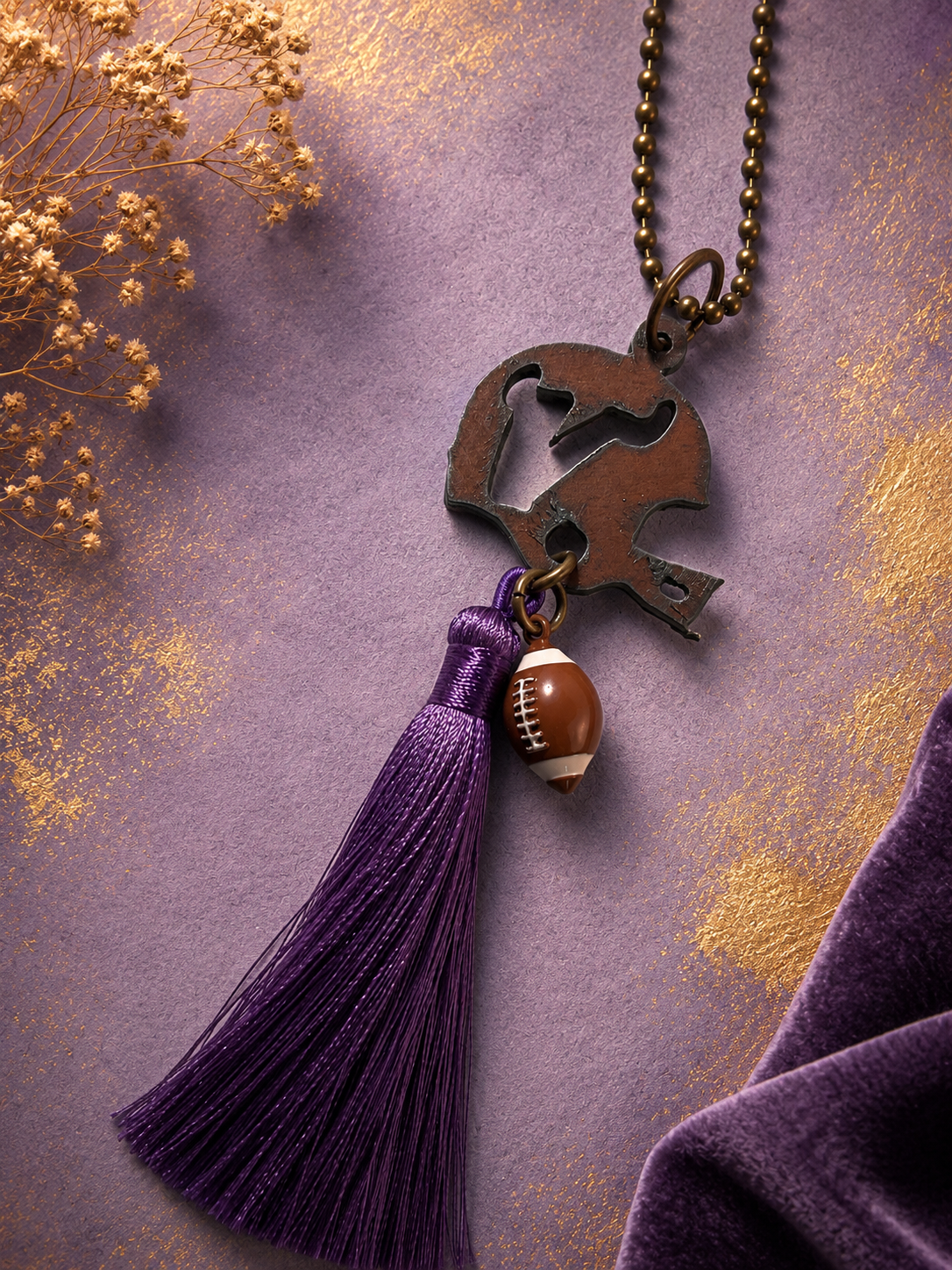 Minnesota Sports Necklace – 32” Bronze Ball Chain with Vikings, Twins or Football Charm