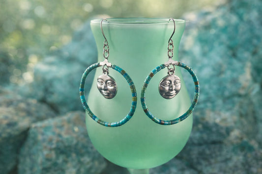 Turquoise Moon Muse Hoop Earrings