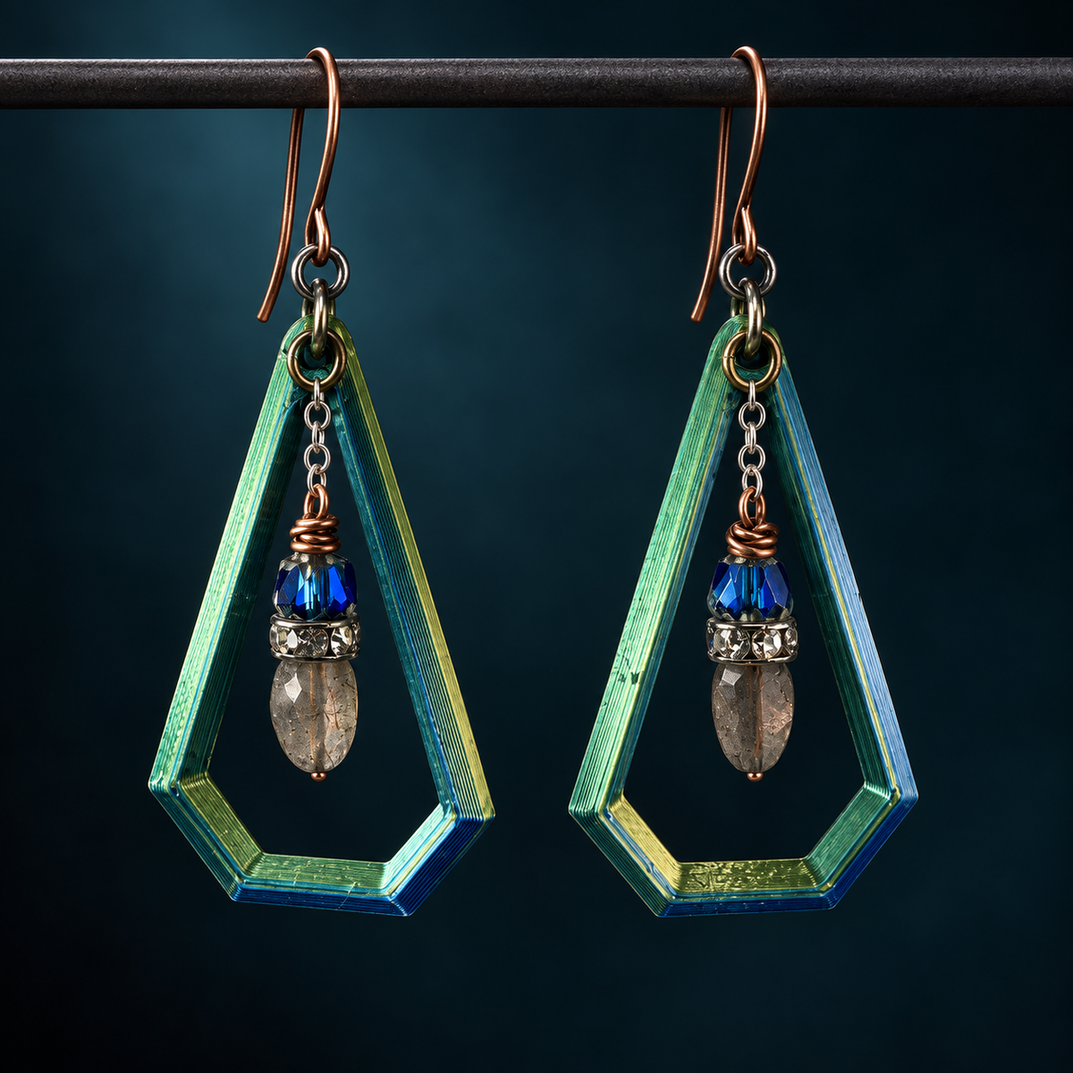 Peacock Current 3D-Printed Earrings