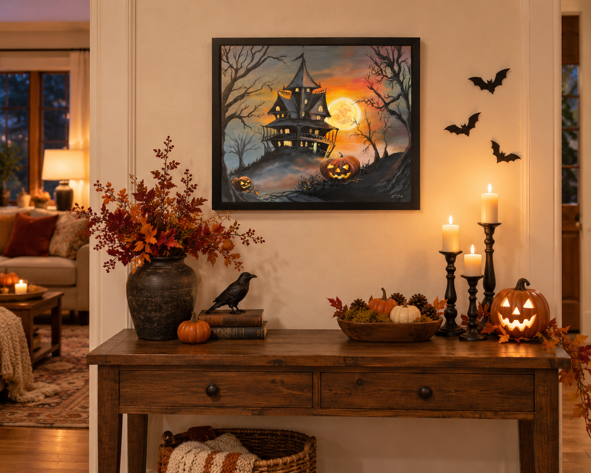 A Most Peculiar Address – Framed Halloween Painting