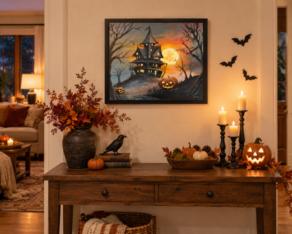 A Most Peculiar Address – Framed Halloween Painting
