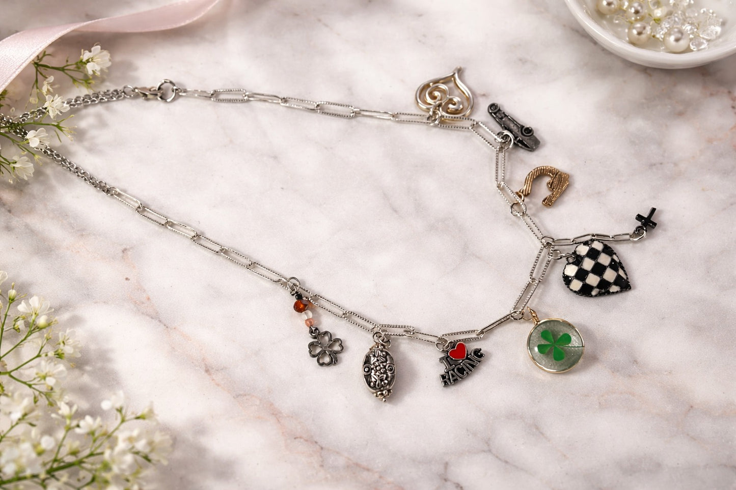 Necklace - Racing Luck is the best luck - race charms 20"