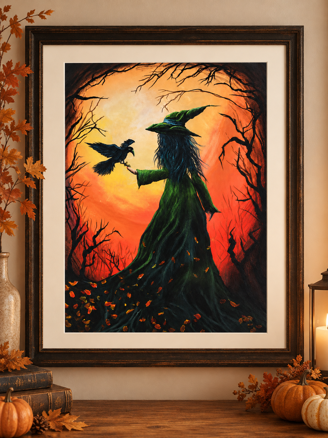 Wickedly Polished Witch & Raven Art Print 16 x 20 | Fabulous Firefly