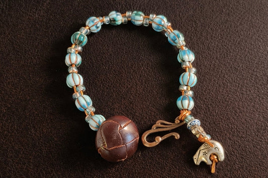 Bear Trail Artisan Leather and Beaded Bracelet