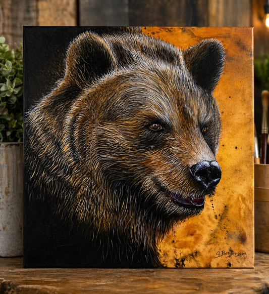 The Grizz – Acrylic Bear Portrait on Canvas