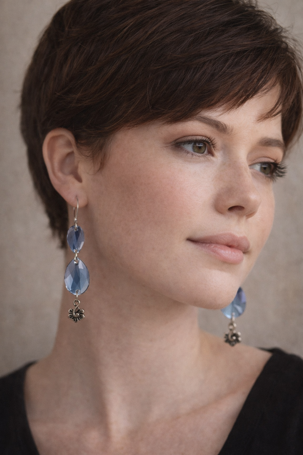 Blue Whisper Crystal Drop Earrings”