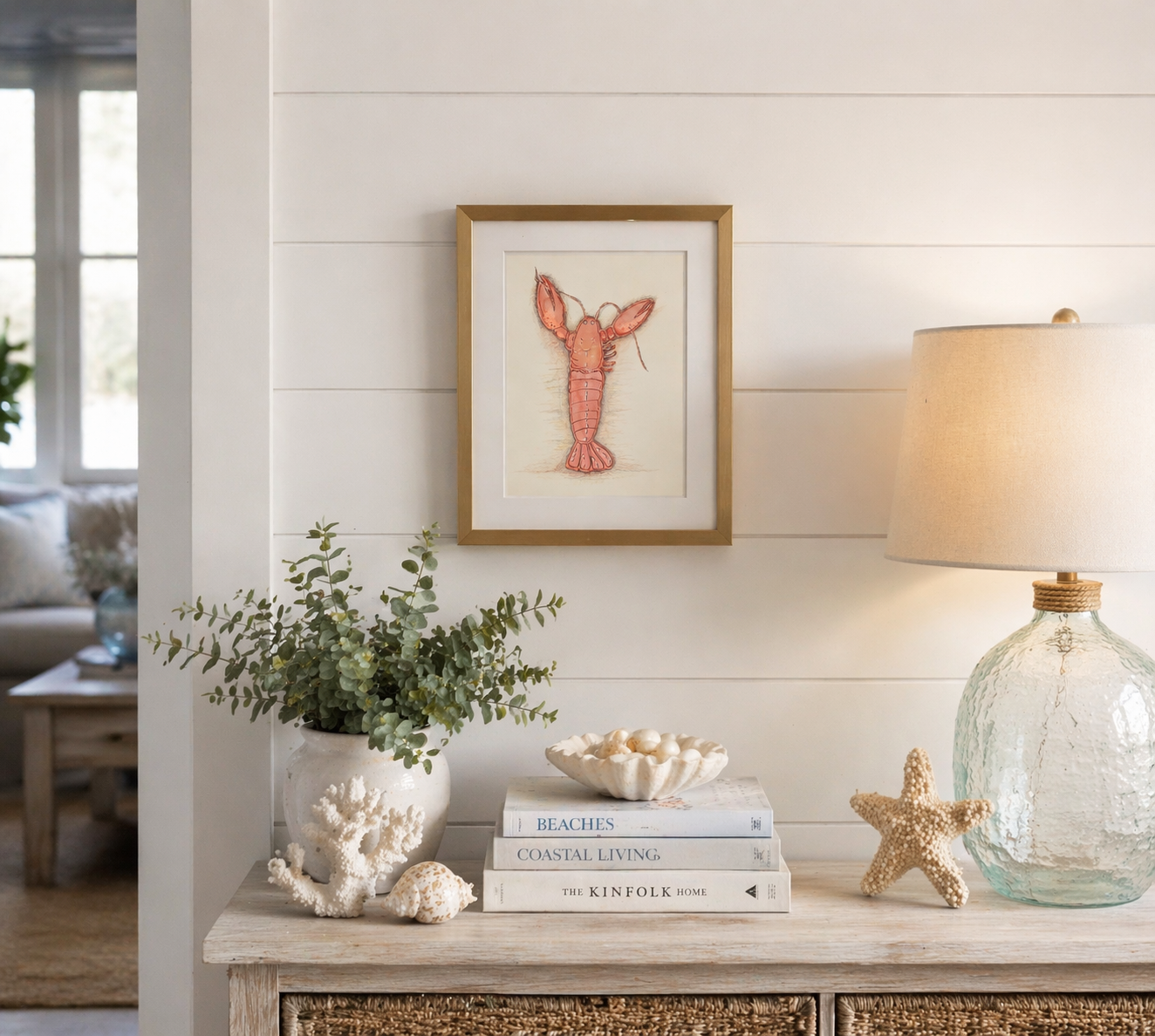 Caught Red Clawed – Acrylic Lobster Coastal Painting