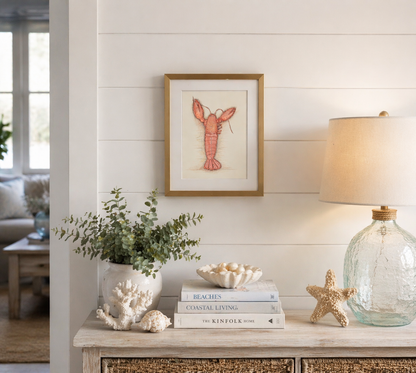 Caught Red Clawed – Acrylic Lobster Coastal Painting